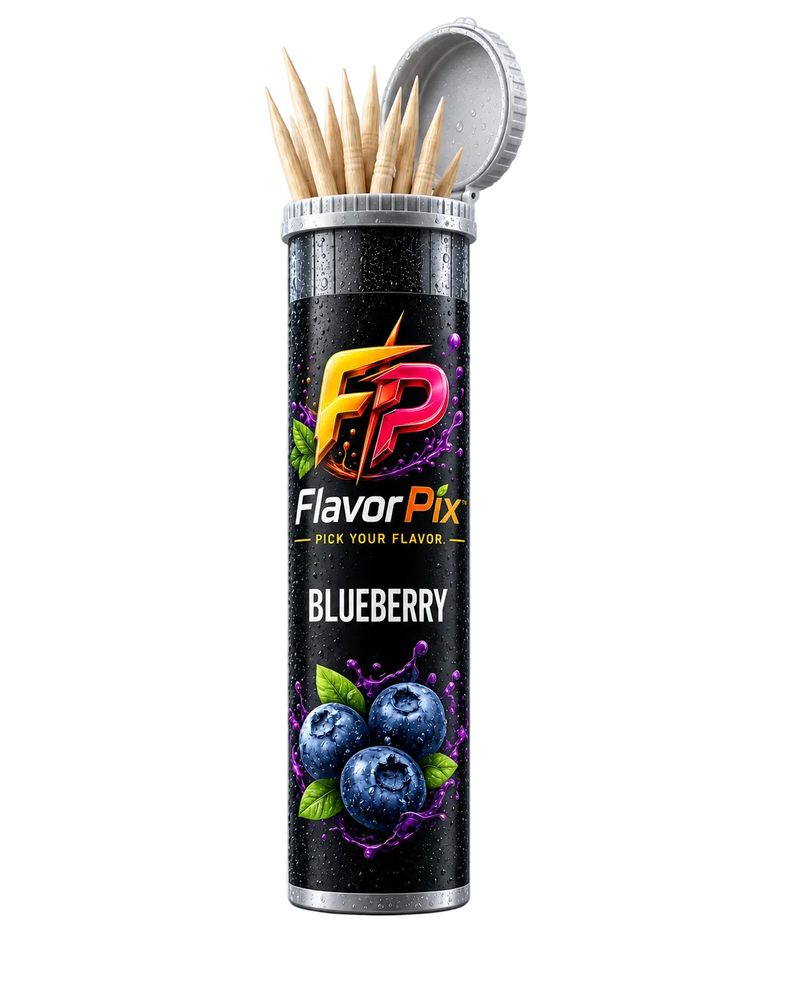Cure-dents FlavorPix Blueberry sortis du tube