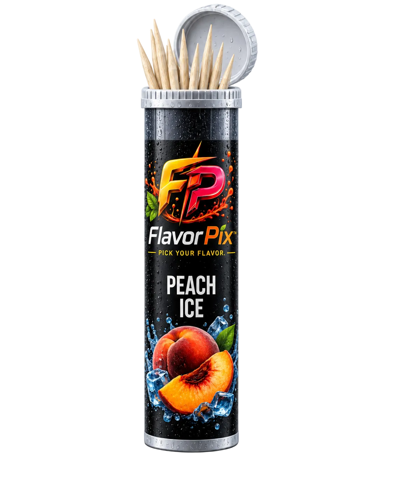 Cure-dents FlavorPix Peach Ice sortis du tube
